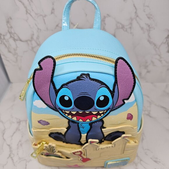 NWT Disney Loungefly LILO STITCH SCRUMP Beach Sand Castle Backpack - Picture 2 of 8